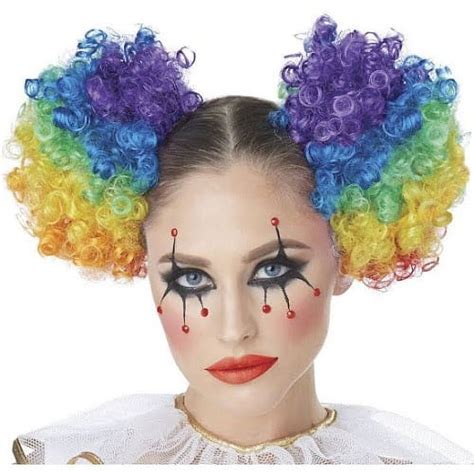 Adult Rainbow Clown Puff Wig