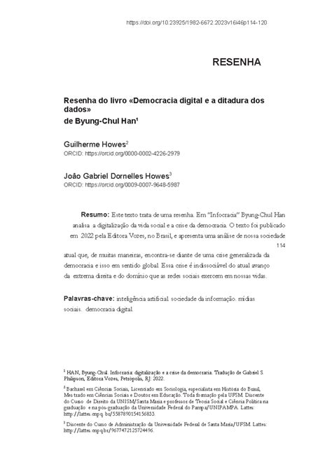 Resenha - Democracia digital e a ditadura dos dados - doi/10.23925/1982
