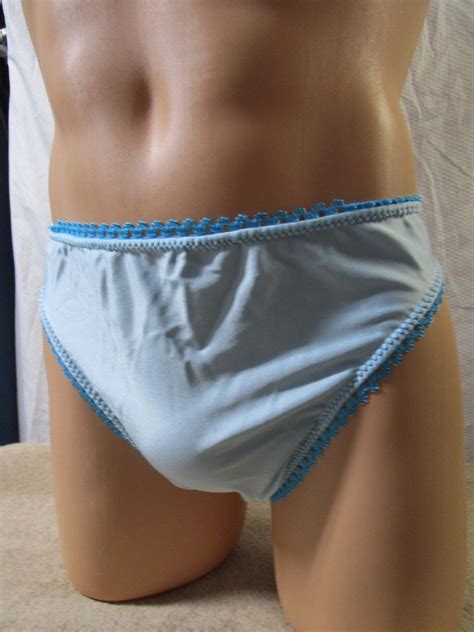 Light Blue Nylon Spandex Bikini For Men Turquoise Picot Trim Size 36 39 Etsy