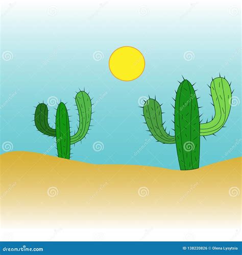 Desert cactus illustration stock vector. Illustration of tree - 138220826