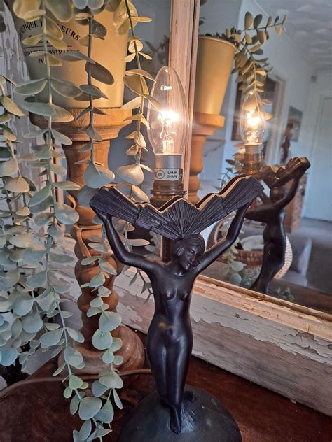 Art Deco Style Nude Lady Table Lamp Metal Vintage Nouveau EBay