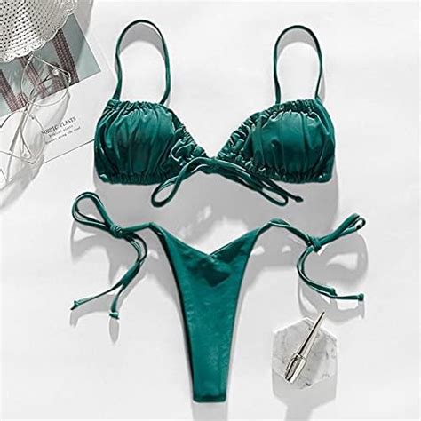 HUJINGLS In X Brazilian Micro Bikinis 2020 Mujer Sexy String Swimsuit Female Pleated Bikini Set
