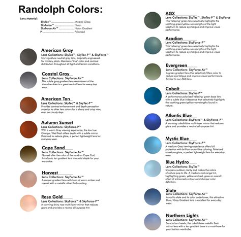 Randolph Lens Colors, Technology & Sizing - Flight Sunglasses