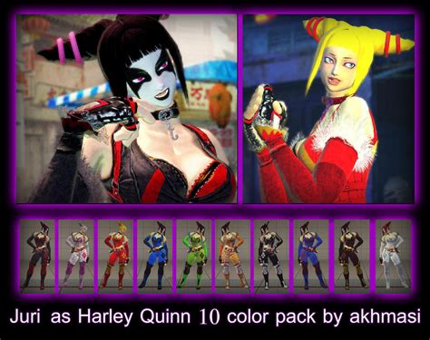 Usf4 Juri As Harley Quinn 10 Color Pack By Akhmasi By Akhmasi On Deviantart