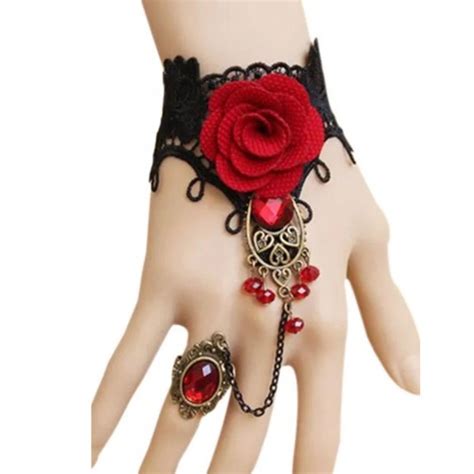 Eleanor Shumark Jewelry Eleanor Shumark Gothic Black Lace Red Rose