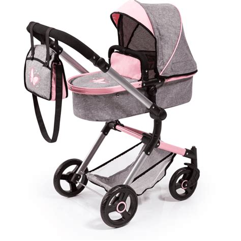 Bayer Design Kombi Puppenwagen Neo Vario Grau Rosa Mit Schmetterling