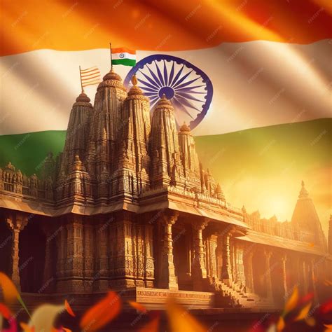 Premium Photo | Indian flag on temple India flag with beautiful flags