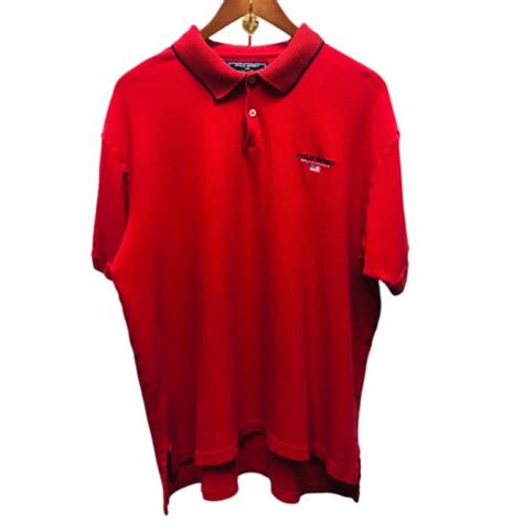 Vintage Polo Sport Ralph Lauren Logo Designer Polo Shirt Red Size Xl P1