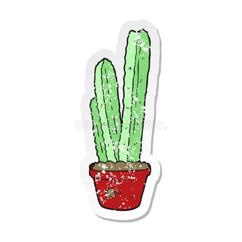 Una Pegatina Creativa Retro Angustiada De Un Cactus De Caricatura