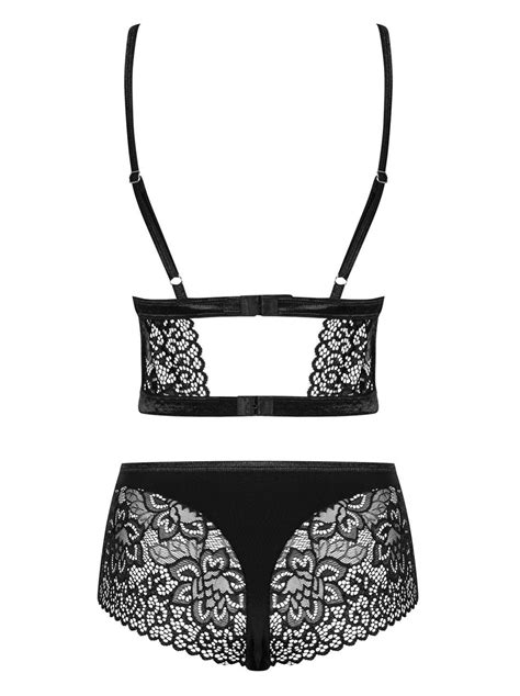 Completo In Pizzo Nero Taglie Plus Cecilla Milena Lingerie