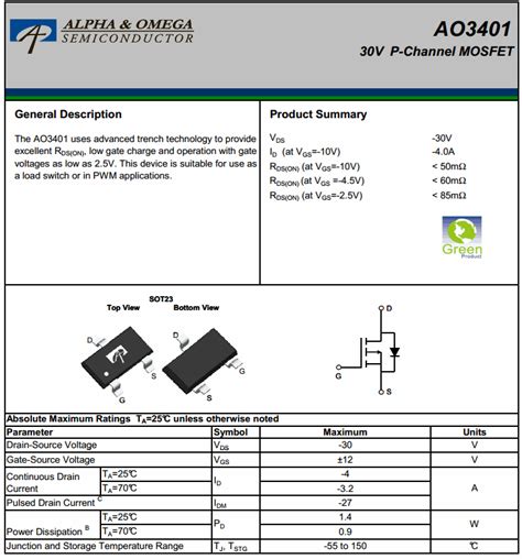 Ao Sot V P Channel Mosfet A T Arduino