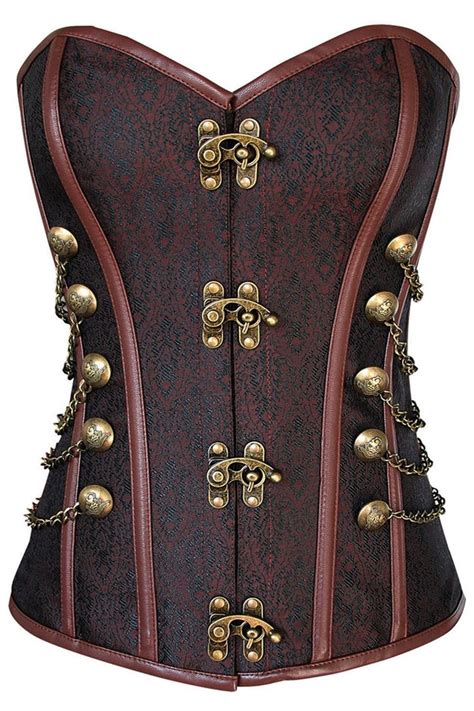 Atomic Brown Steam Steel Boned Overbust Corset In Steampunk