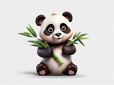 Premium Photo Panda A Teddy Bear With Bamboo Illustration On A White