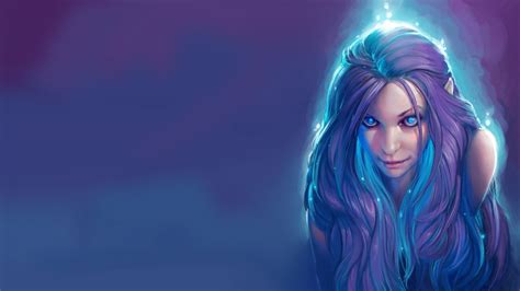 Wallpaper 2560x1440 Px Artwork Blue Hair Elves Fantasy Art Women