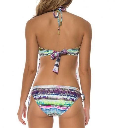 Women Two Pieces Color Print Tassel Fringe Padded Bikini Set Swimsuit Multicolour Cx Kwr Hm