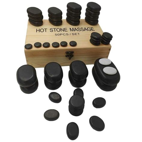 Hot Stone Set mit 50 Vulkansteinen für Wellness und Entspannung