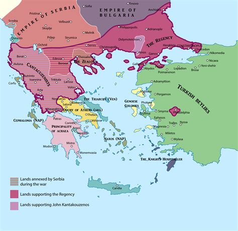 The Second Byzantine Civil War (1352-1357) | Map, Byzantine, Historical