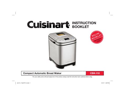 Cuisinart Lb Bread Model Cbk Instruction Booklet Williams Sonoma