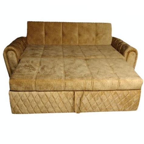 3 Seater Engineered Wood Brown Wooden Sofa Cum Bed Without Storage At