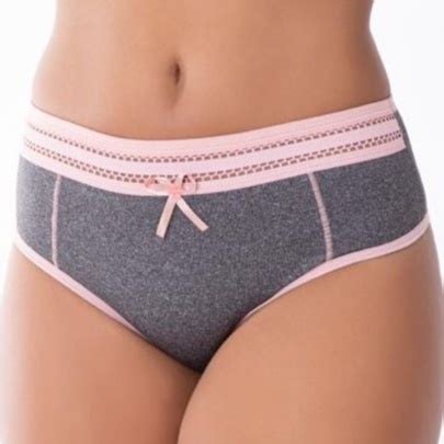 Kit Lingerie Calcinha Cintura Alta Reforçada Tanga Mescla Forro
