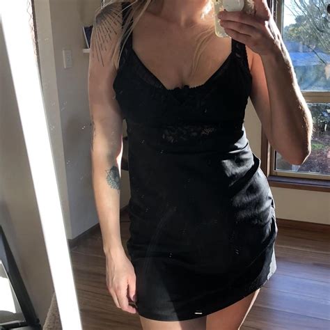 Calvin Klein Lingerie Silk Slip Night Dress Ck Black Depop