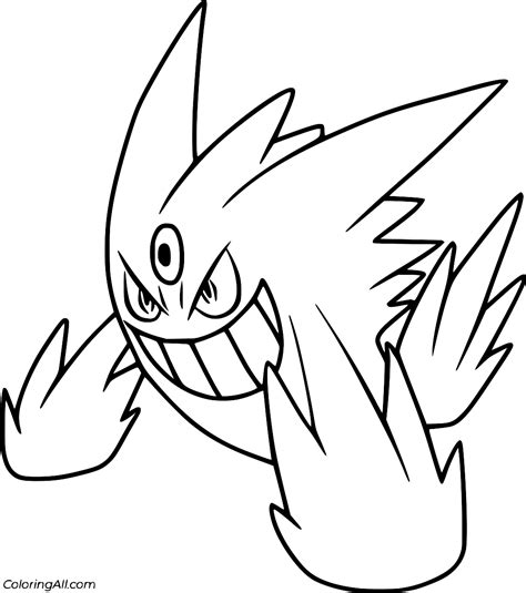 Mega Gengar Coloring Page Coloringall