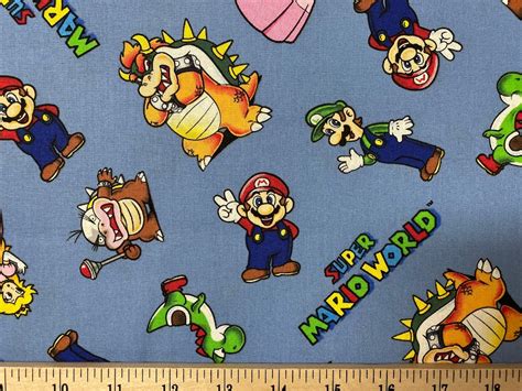 Nintendo Super Mario 100 Cotton Fabric Sold By The 14 Yard Etsy