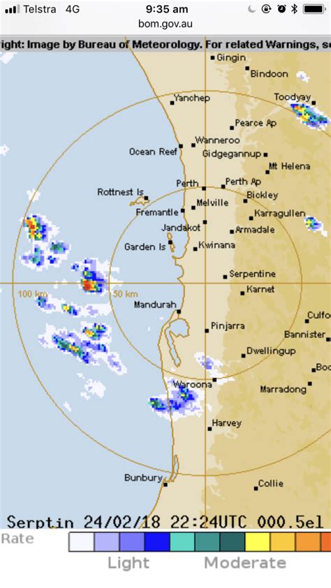 Perth Weather : Rain and Thunderstorms Forecast for Sunday