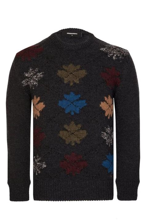 Dsquared Leaf Knitted Jumper Charcoal