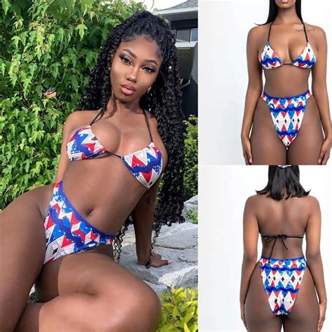 Conjunto De Bikini De Dos Piezas Para Mujer Traje De Ba O Triangular De Cintura Alta Con