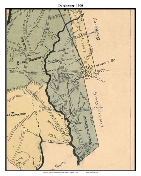 Dorchester 1900 Old Town Map With Homeowner Names South Carolina ...