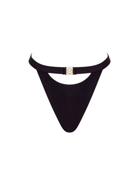 Black U Cut Out Thong Mid Rise Bikini Bottom Xs Vivien Vance