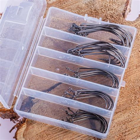 Набор офсетных крючков (50шт.) #1/0 #2/0 #3/0 #4/0 #5/0 по 10шт. в ...