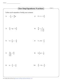 One Step Equation Worksheets - Worksheets Library