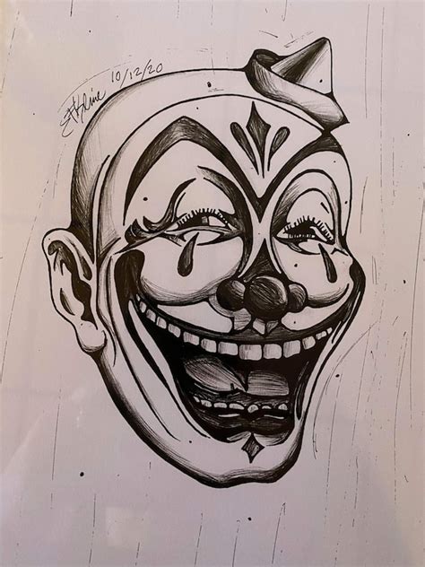 clown drawing print etsy