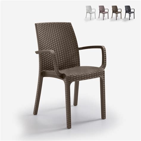 Chaise De Jardin Avec Accoudoirs En Polyrotin Bistrot Arm Grand Soleil