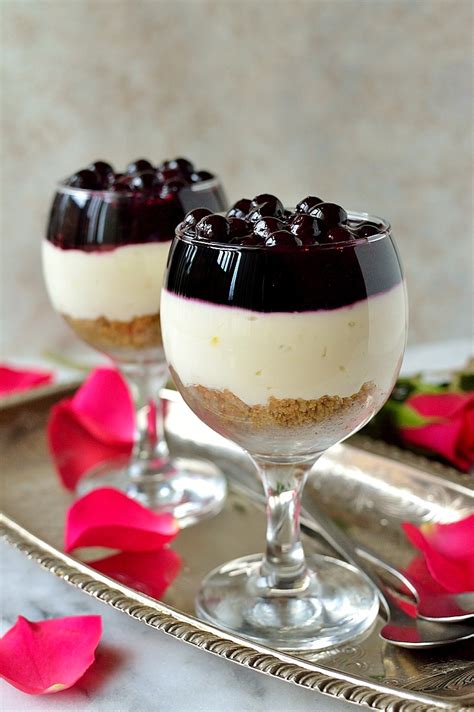 Easy No Bake Lemon Blueberry Cheesecake For Two