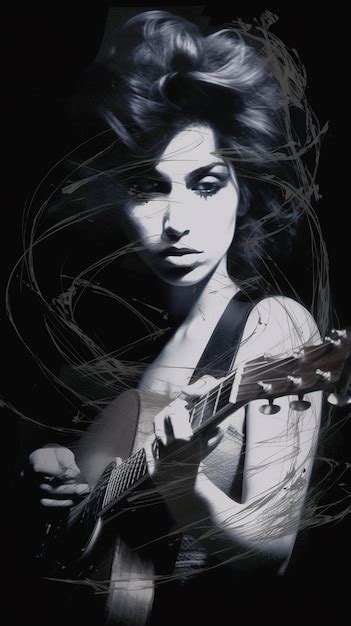 Une Femme Jouant De La Guitare Est Repr Sent E Avec Un Dessin D Une