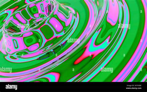 Green And Pink Fluid Rings In Neon Lighting Design Digital Molten