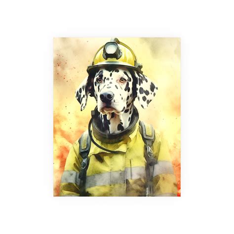 Dalmatian Firefighter Watercolor Print Firehouse Pride kids Room Wall