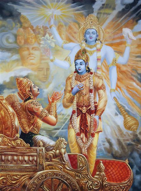 Krishna Reveals His Universal Form To Arjuna Painting By Dominique