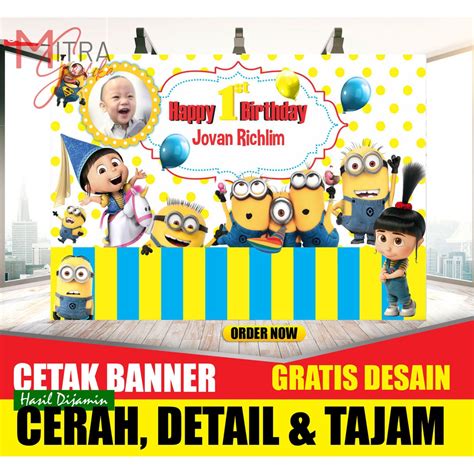 Jual Spanduk Ultah Anak Tema Minion Banner Ulang Tahun Tema Minion