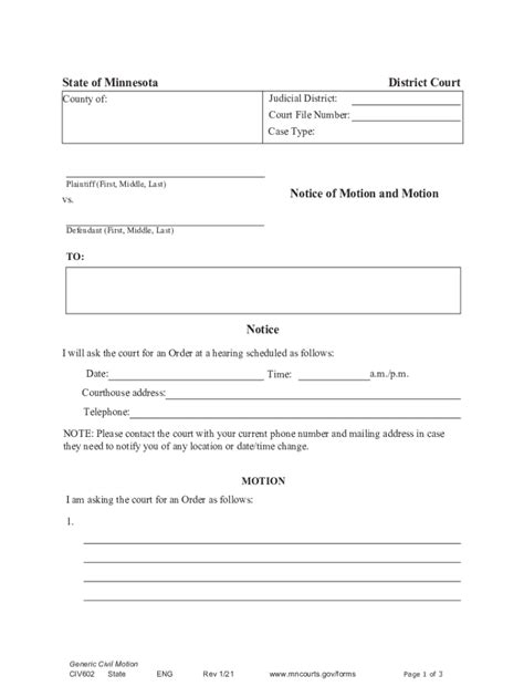 Fillable Online Instructions Generic Civil Motion And Affidavit