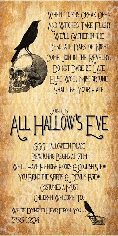 All Hallow's Eve Halloween Party Invitation 4x8 5x7 4x6 | Etsy