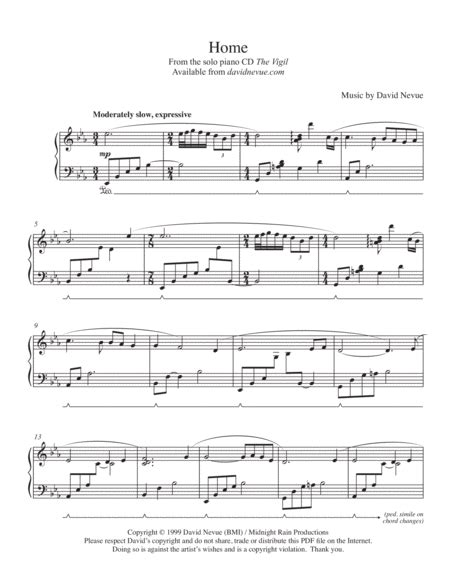 Home By David Nevue Sheet Music For Piano Solo At Sheet Music Direct