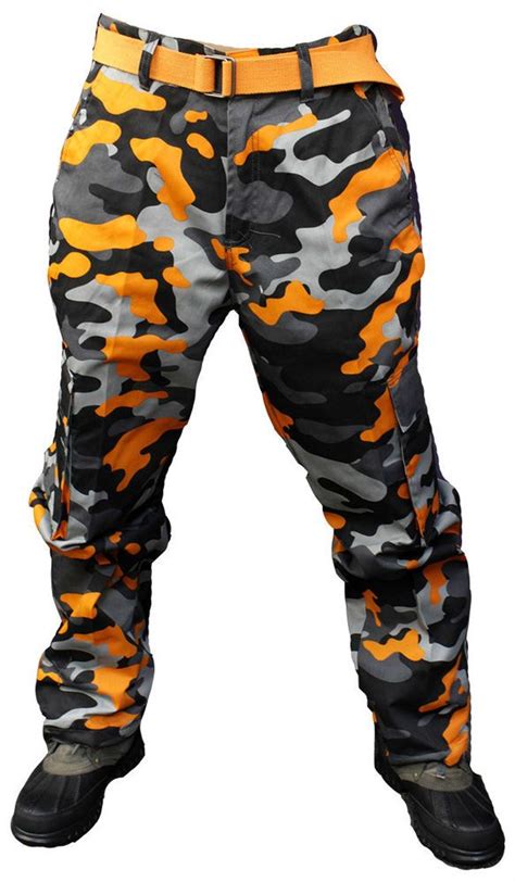 Nwt Men Access Street All Pro Orange Black Color Camo Cargo Pants