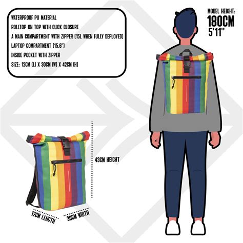 New Rebels Mart Roll Top Backpack Rainbow Large II Backpack