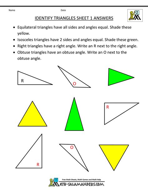 Equilateral And Isosceles Triangle Worksheet Isosceles And E