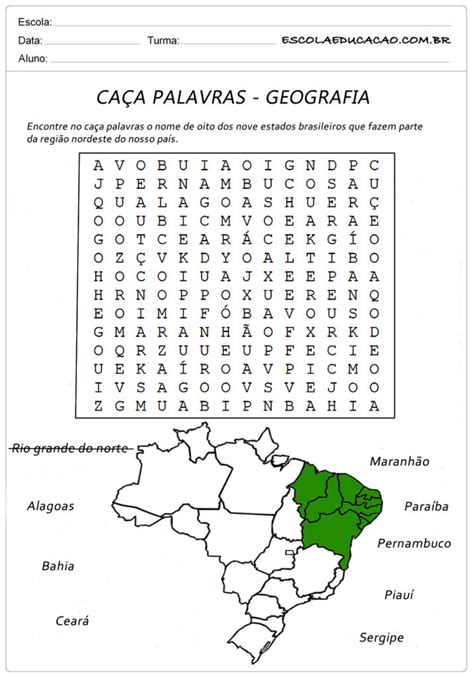 Caça Palavras De Geografia - Atividades Caça Palavras de Geografia para Imprimir - Escola Educação
