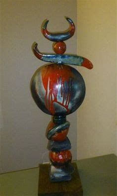 Sculpture Totem En Raku Rouge Grd Format Raku Pinterest Boule